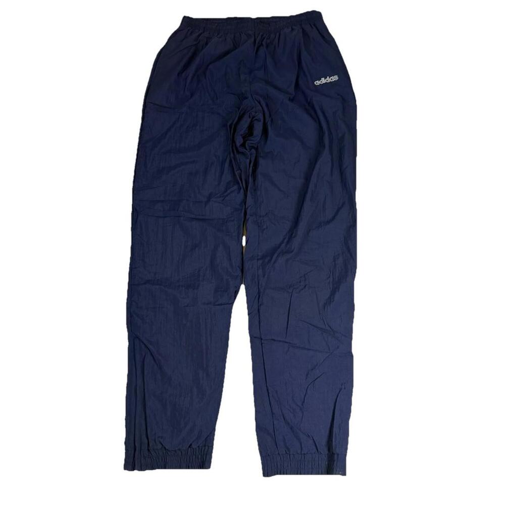 Vintage‎ 90s Adidas Spellout Lined Nylon Joggers Retro Pants Blue Men’s Large
